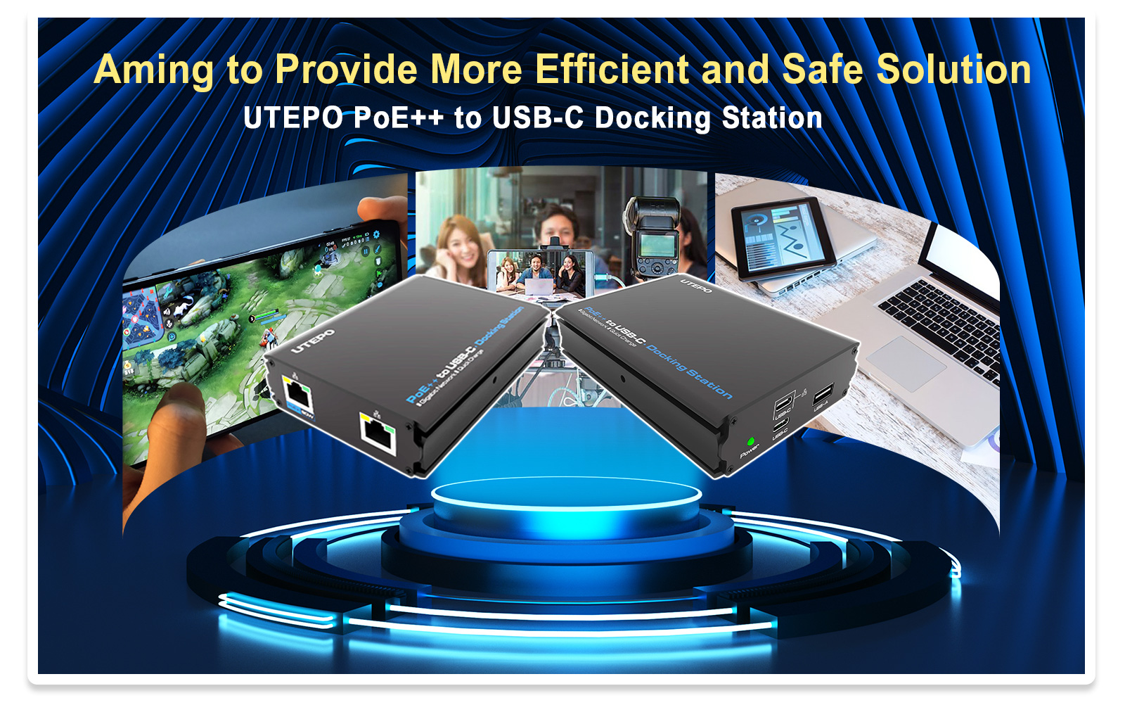 UTEPO PoE++ to USB-C Docking Station